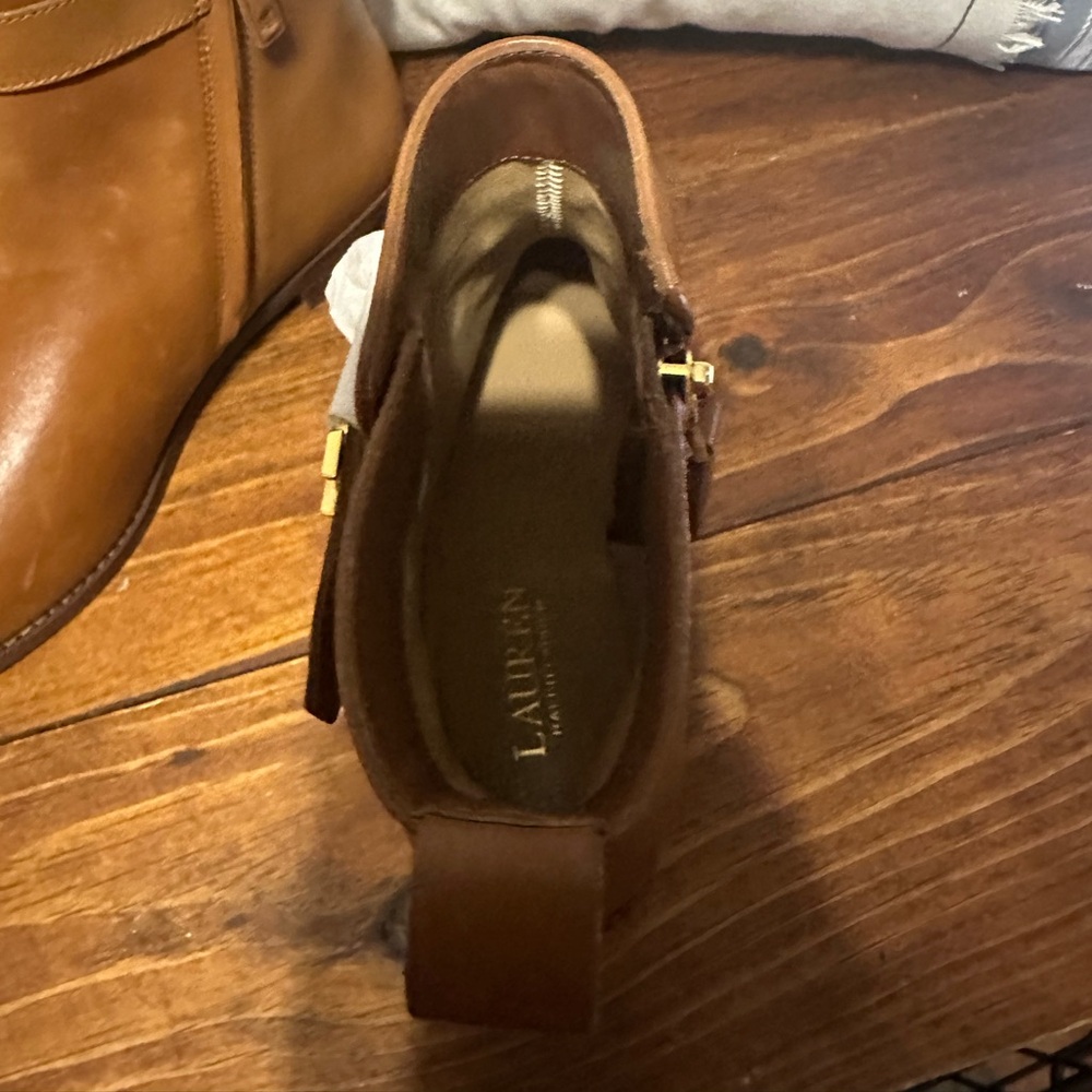 LAUREN Ralph Lauren BRIELE Leather Bootie Ankle Boot Saddle Tan  Size 9 B  NEW